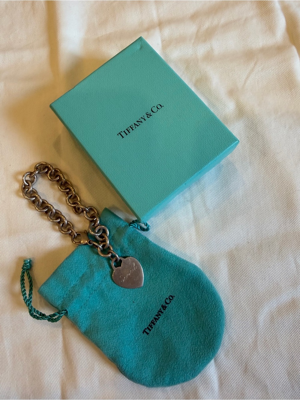 Authentic Tiffany & Co. Heart Tag Bracelet Engraved Sarah Sterling Silver 925